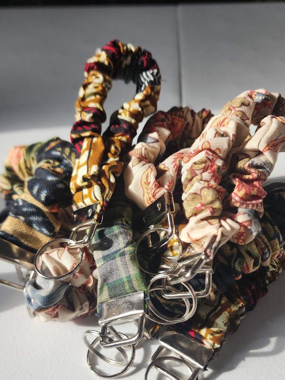 Fabric Scrunchie Keychain Wristlet - Multicolor 10 For 20